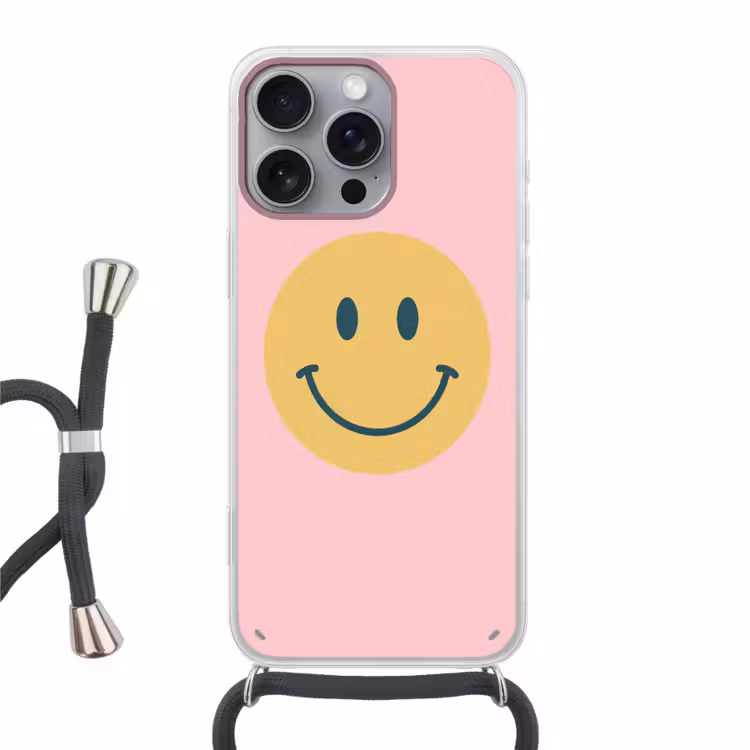 Phone case crossbody - Smiley - Yellow - Pink - Symbol - Minimalist — 1