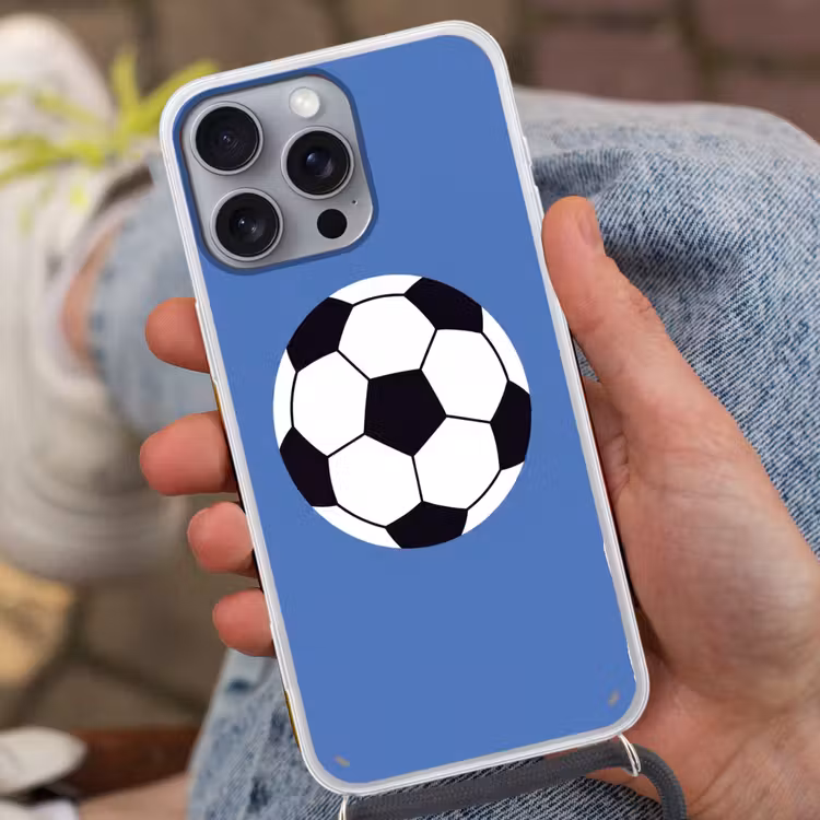Phone case crossbody - Soccer - Black and White - Sports - Illustration - Blue — 2