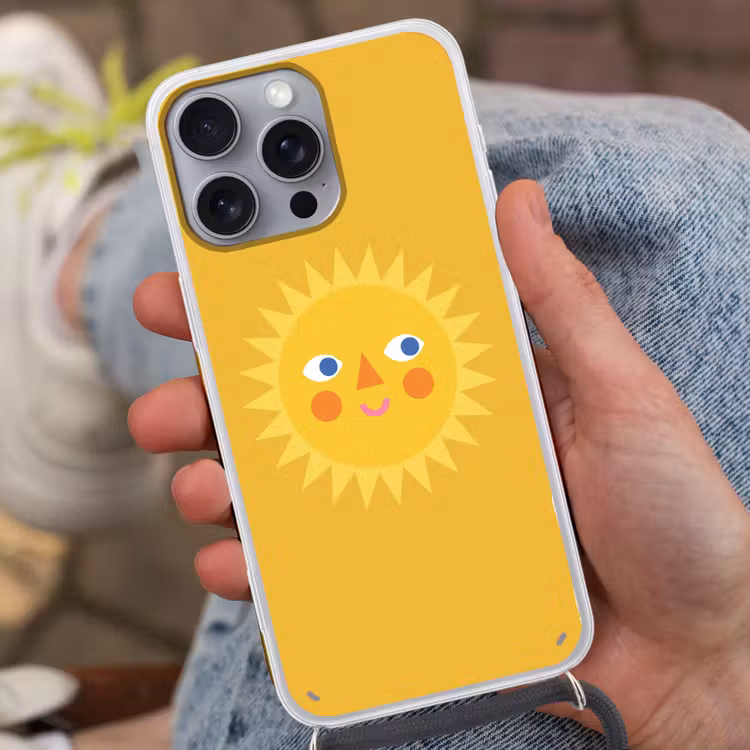 Phone case crossbody - Sun - Face - Summer - Illustration - Yellow — 2