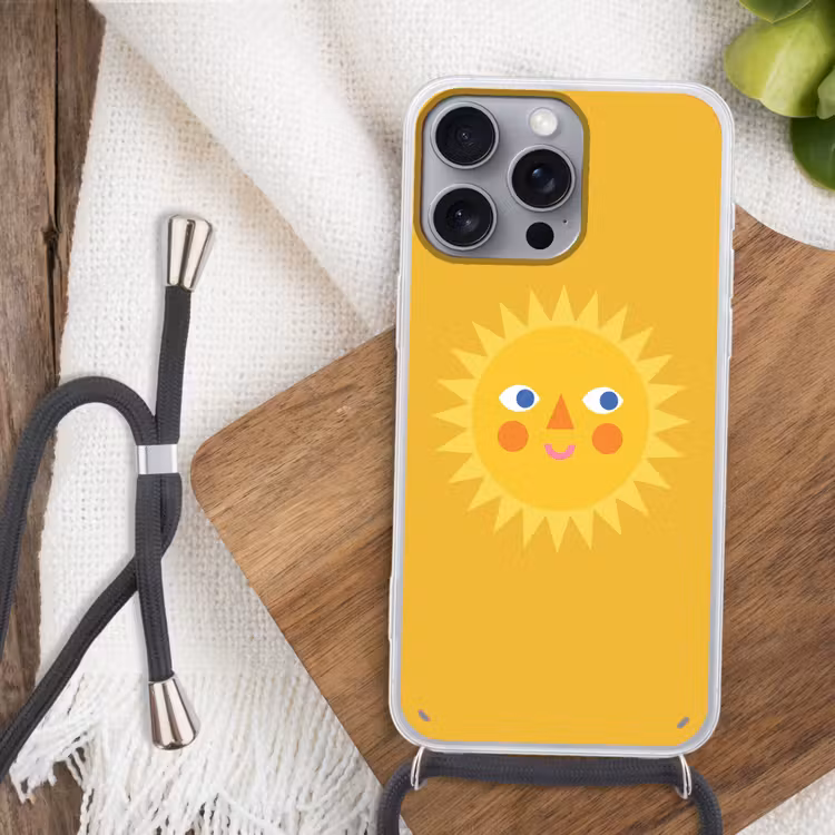 Phone case crossbody - Sun - Face - Summer - Illustration - Yellow — 3