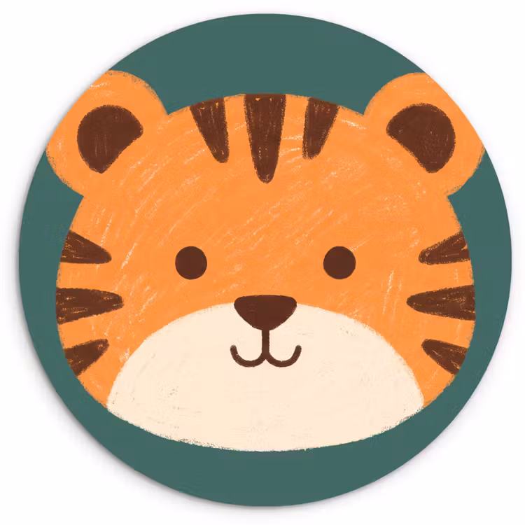 Wall circle - Glass - Animals - Head - Orange - Illustration - Modern — 1