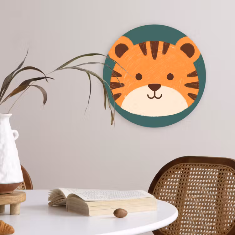 Wall circle - Glass - Animals - Head - Orange - Illustration - Modern — 4