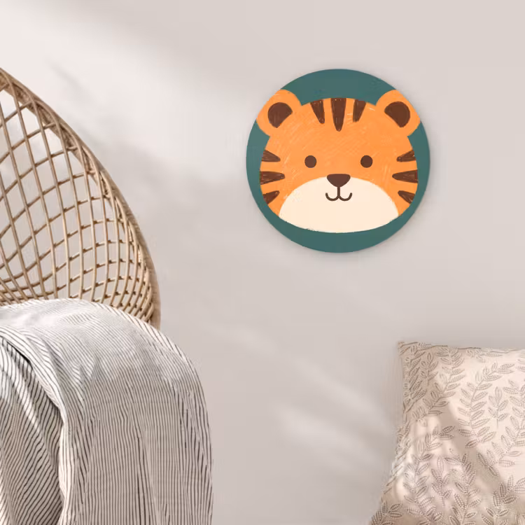 Wall circle - Glass - Animals - Head - Orange - Illustration - Modern — 5