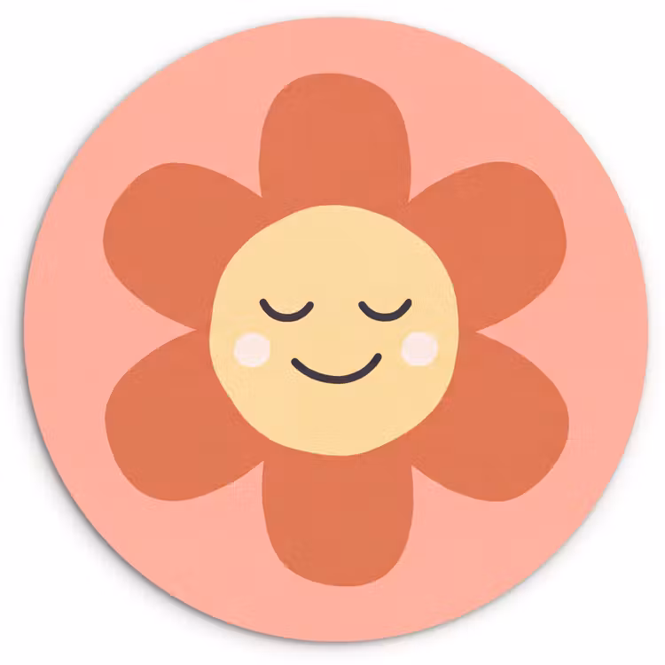 Wall circle - Glass - Flowers - Cartoon - Child - Pink — 1