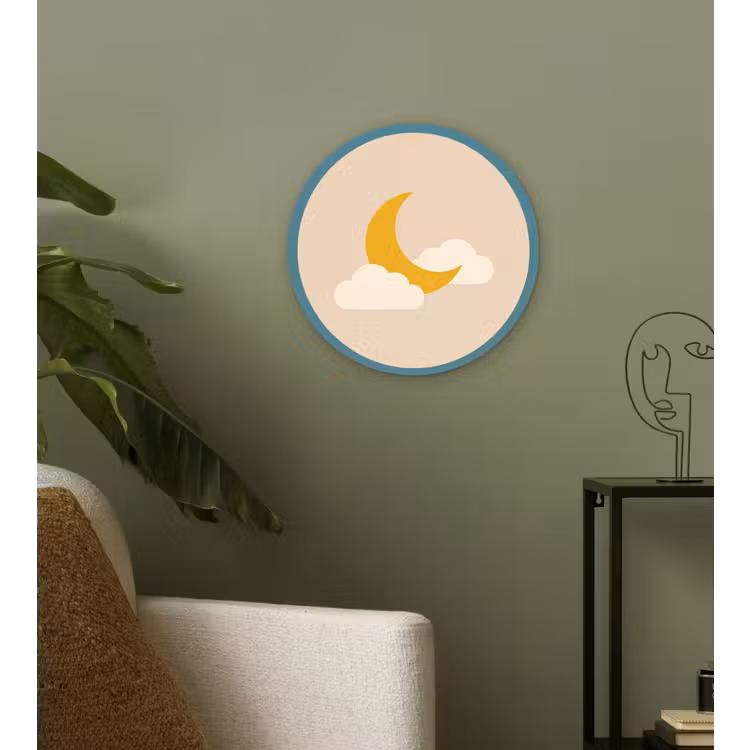 Wall circle - Glass - Moon - Clouds - Nature - Abstract - Yellow — 3