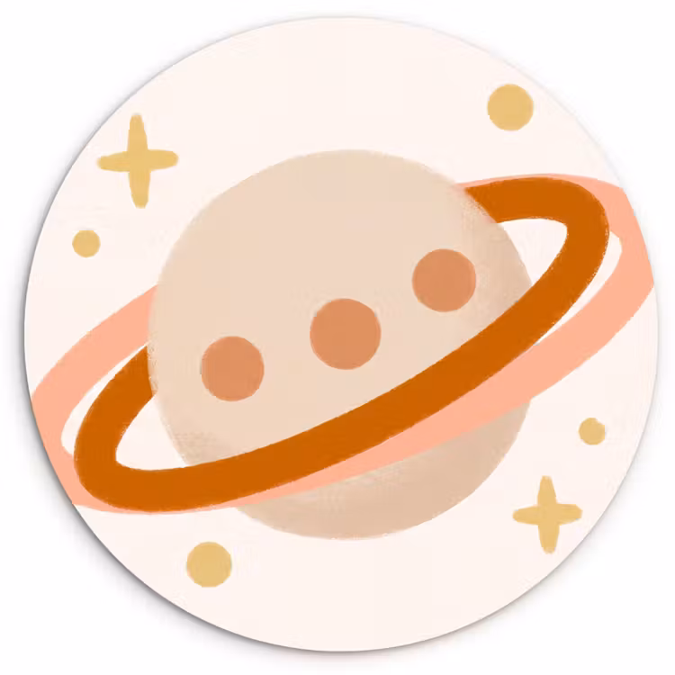 Wall circle - Glass - Planet - Rings - Space - Illustration - Beige — 1