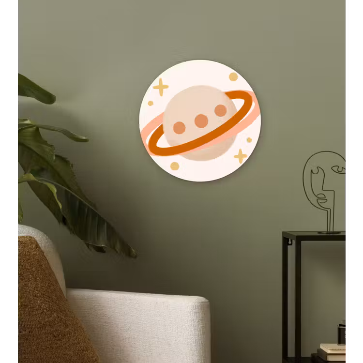 Wall circle - Glass - Planet - Rings - Space - Illustration - Beige — 3