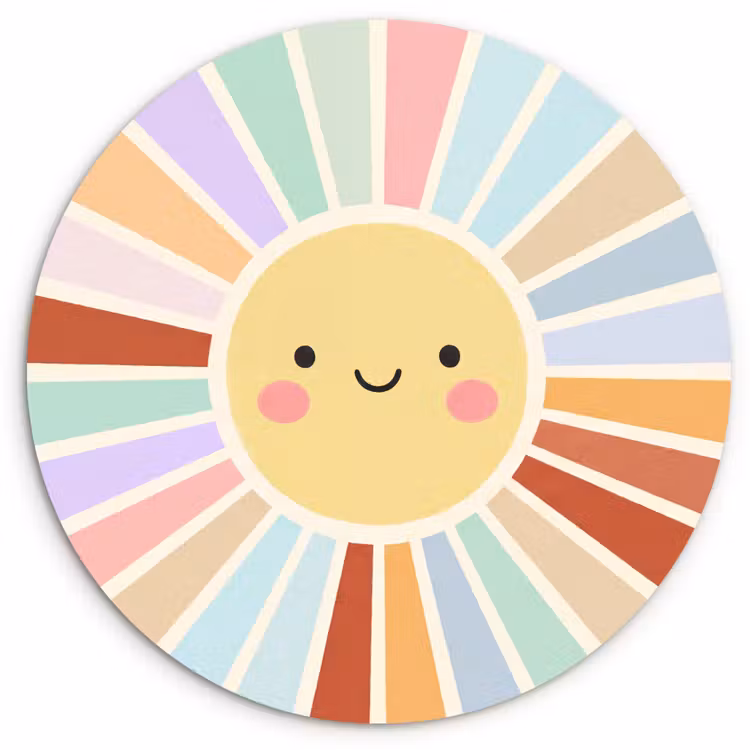 Wall circle - Glass - Sun - Rays - Cheerful - Colorful - Abstract — 1