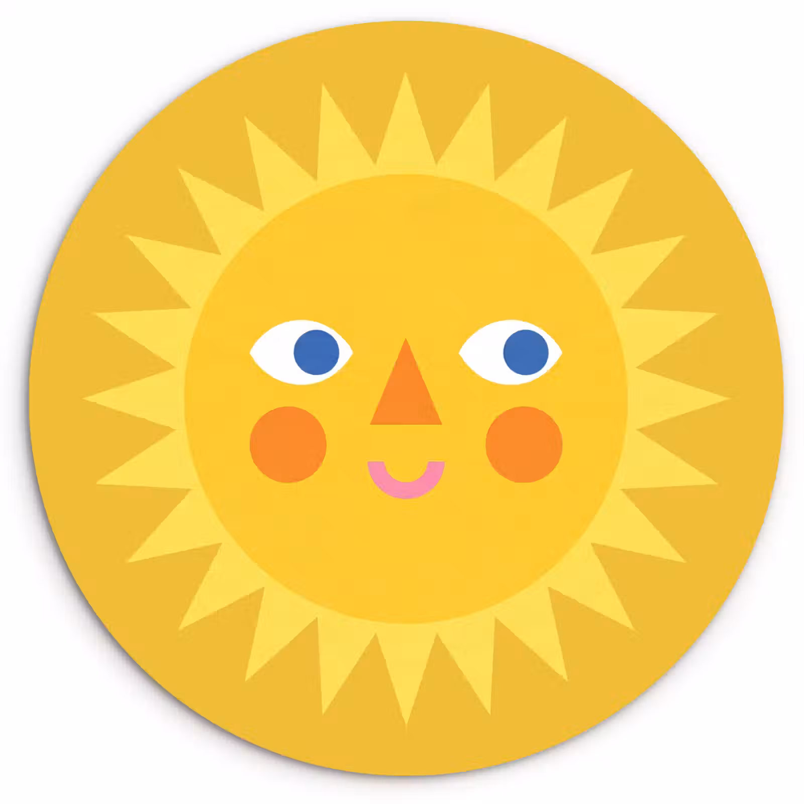 Wall circle - Glass - Sun - Face - Summer - Illustration - Yellow — 1