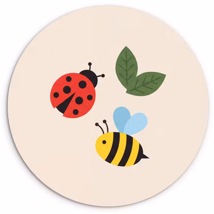 Wall circle - Glass - Insect - Leaf - Nature - Playful - Illustration — 1