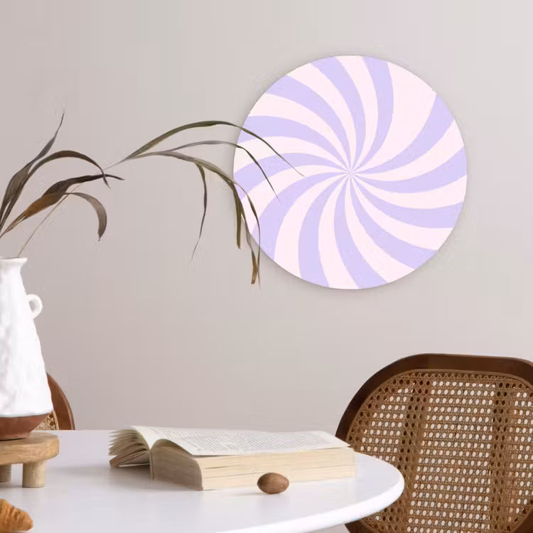 Wall circle - Glass - Pattern - Spiral - Abstract - Modern - Purple-Pink — 4