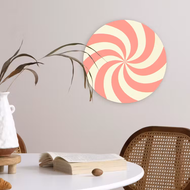 Wall circle - Glass - Spiral - Pattern - Abstract - Pink - Beige — 4