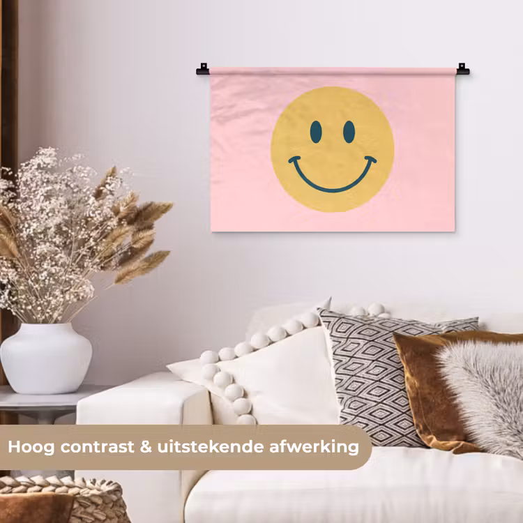 Wall Hanging - Smiley - Yellow - Pink - Symbol - Minimalist — 4