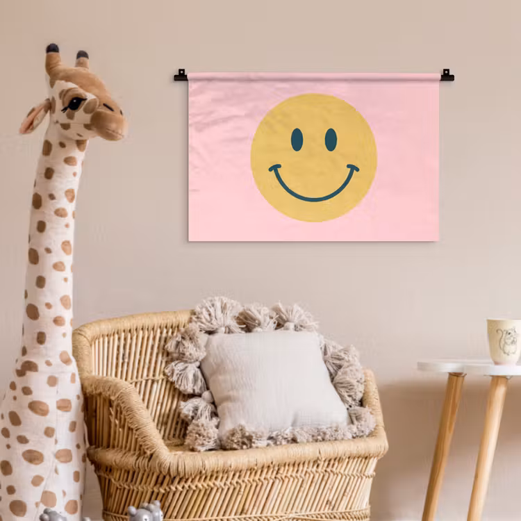Wall Hanging - Smiley - Yellow - Pink - Symbol - Minimalist — 5