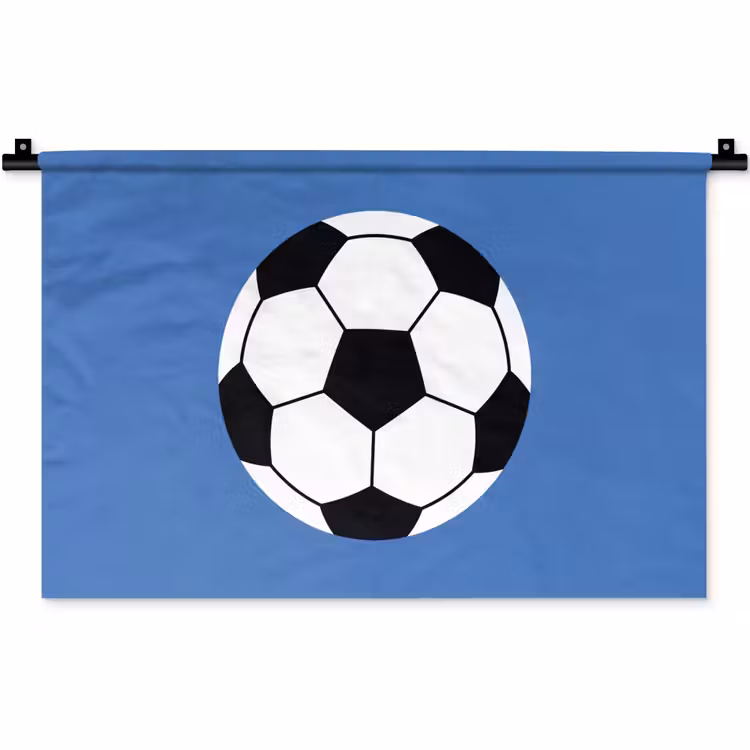 Wall Hanging - Soccer - Black and White - Sports - Illustration - Blue — 1