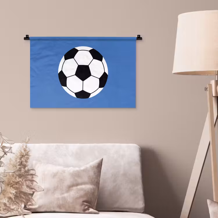 Wall Hanging - Soccer - Black and White - Sports - Illustration - Blue — 2