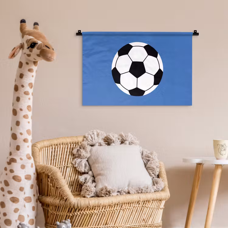 Wall Hanging - Soccer - Black and White - Sports - Illustration - Blue — 5