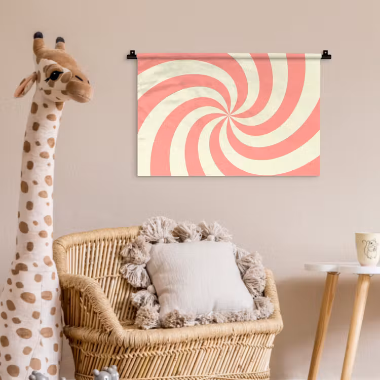 Wall Hanging - Spiral - Pattern - Abstract - Pink - Beige — 5