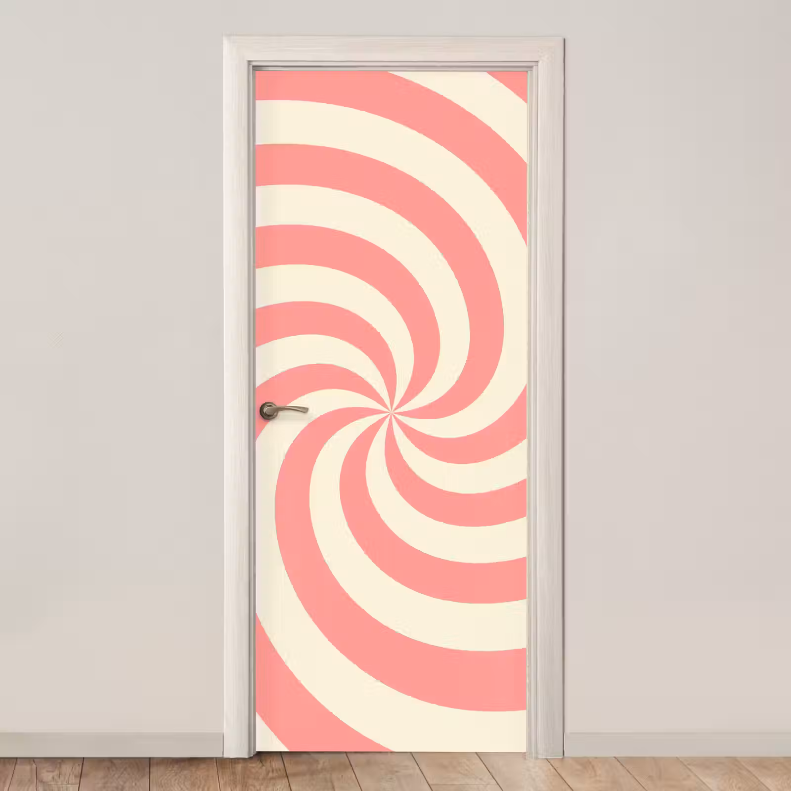 Door sticker - Spiral - Pattern - Abstract - Pink - Beige — 1