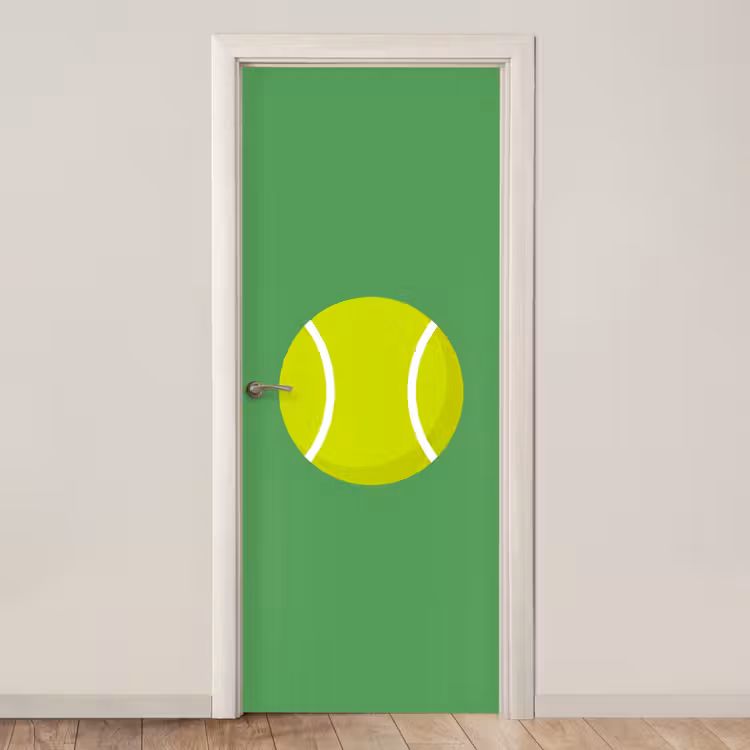 Door sticker - Ball - Yellow - Sports - Green - Illustration — 1