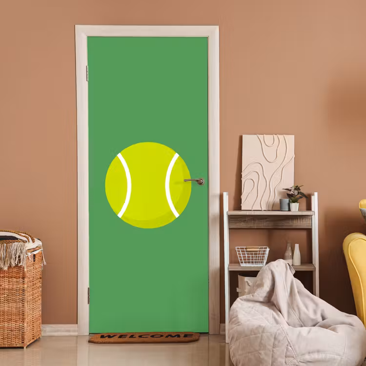 Door sticker - Ball - Yellow - Sports - Green - Illustration — 2