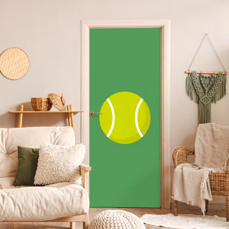Door sticker - Ball - Yellow - Sports - Green - Illustration — 3