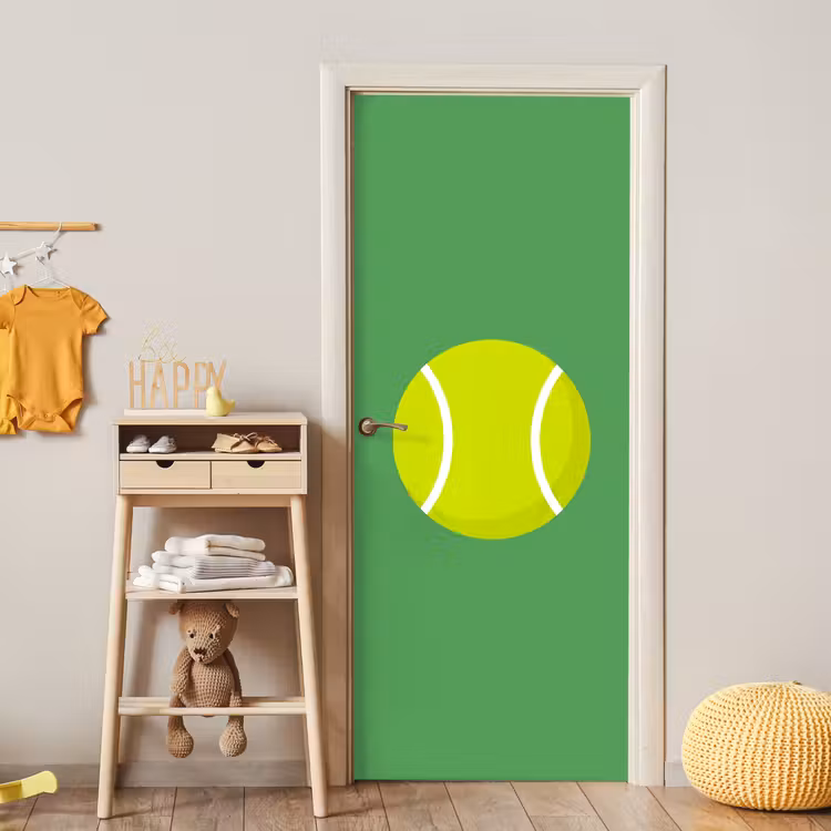 Door sticker - Ball - Yellow - Sports - Green - Illustration — 5