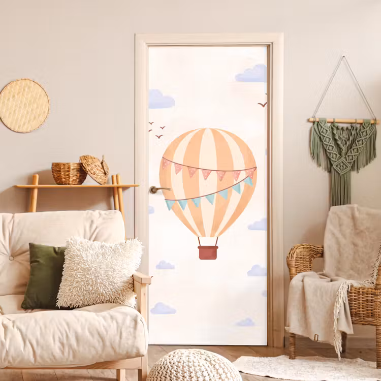 Door sticker - Hot Air Balloon - Clouds - Illustration - Soft - Children's Room — 3