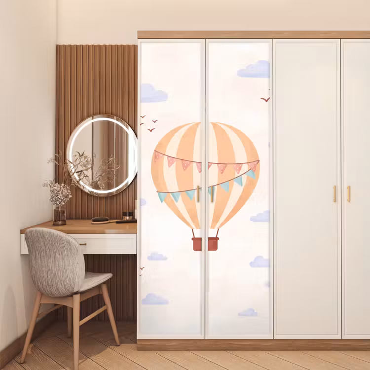 Door sticker - Hot Air Balloon - Clouds - Illustration - Soft - Children's Room — 4
