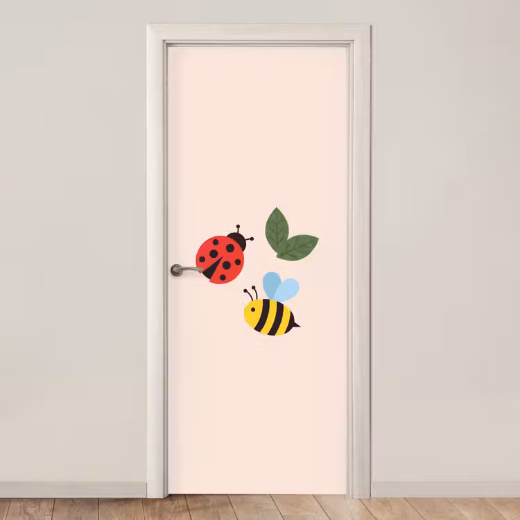 Door sticker - Insect - Leaf - Nature - Playful - Illustration — 1