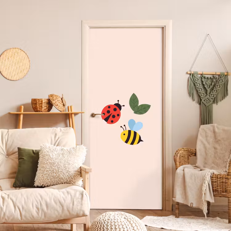 Door sticker - Insect - Leaf - Nature - Playful - Illustration — 3