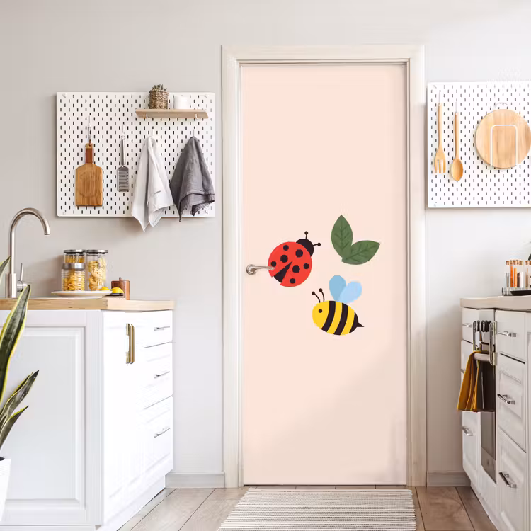 Door sticker - Insect - Leaf - Nature - Playful - Illustration — 6