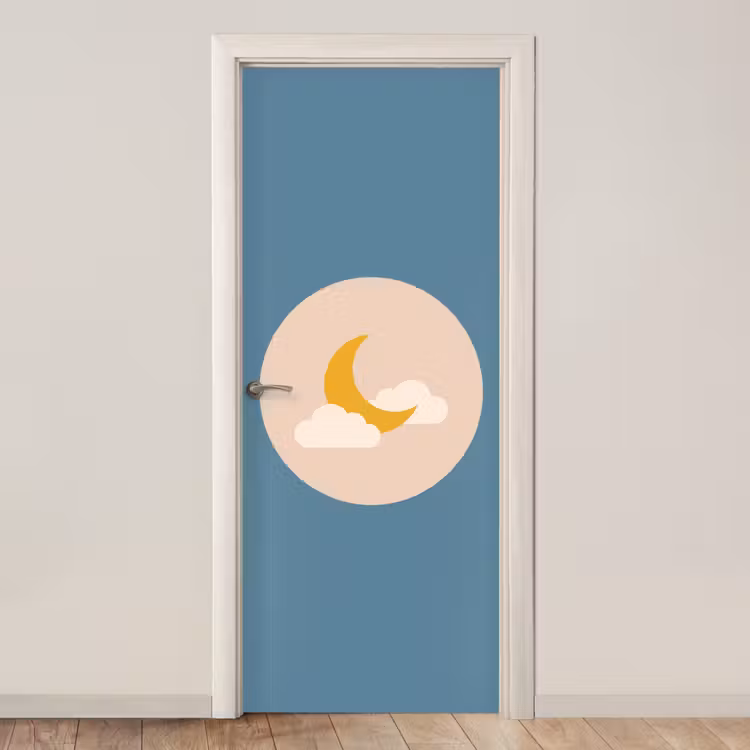 Door sticker - Moon - Clouds - Nature - Abstract - Yellow — 1