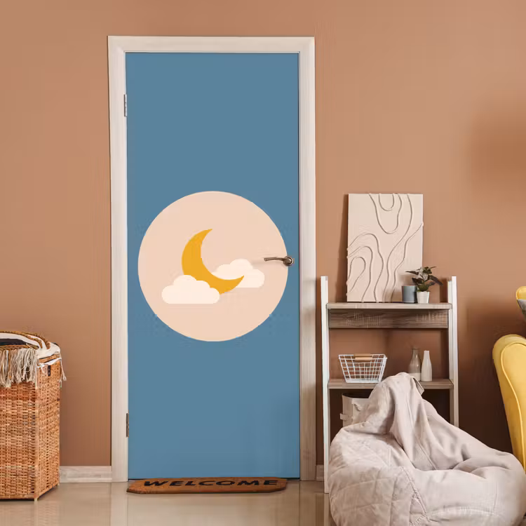 Door sticker - Moon - Clouds - Nature - Abstract - Yellow — 2