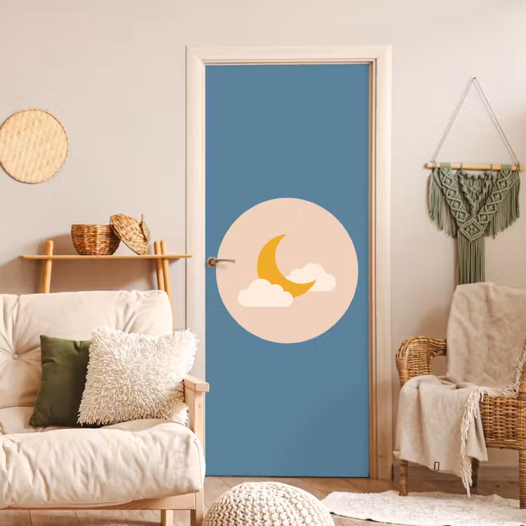 Door sticker - Moon - Clouds - Nature - Abstract - Yellow — 3