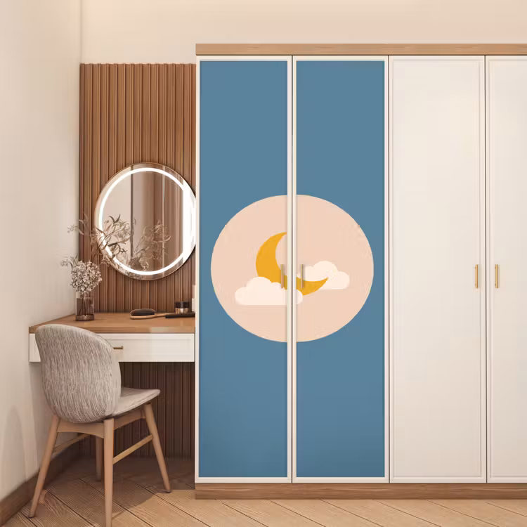 Door sticker - Moon - Clouds - Nature - Abstract - Yellow — 4