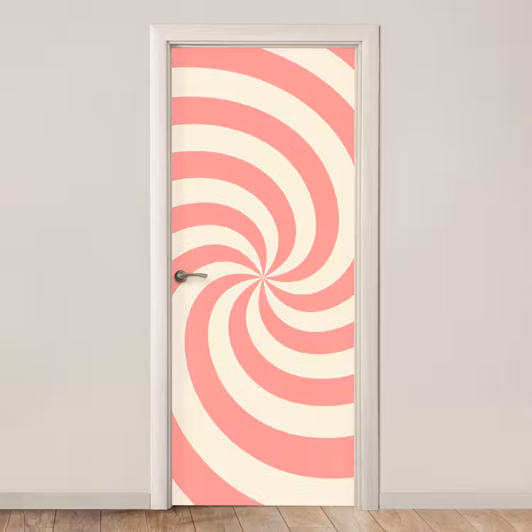 Door sticker - Spiral - Pattern - Abstract - Pink - Beige — 1