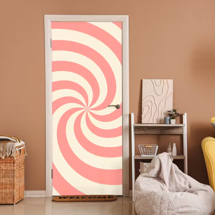 Door sticker - Spiral - Pattern - Abstract - Pink - Beige — 2