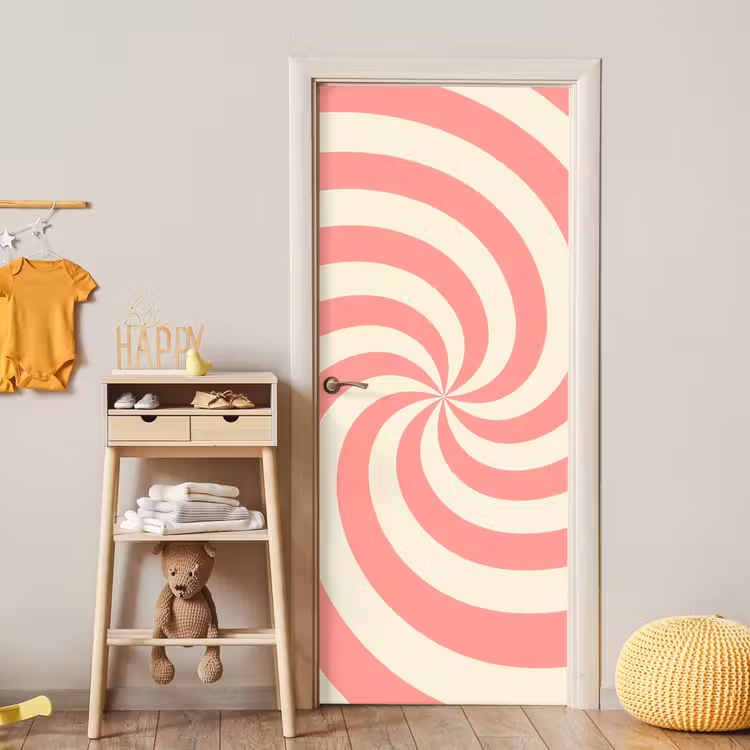 Door sticker - Spiral - Pattern - Abstract - Pink - Beige — 5