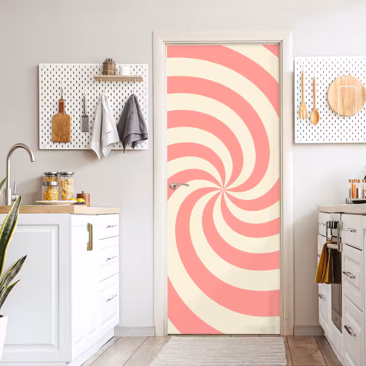 Door sticker - Spiral - Pattern - Abstract - Pink - Beige — 6
