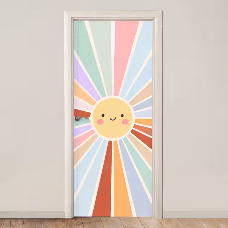 Door sticker - Sun - Rays - Cheerful - Colorful - Abstract — 1