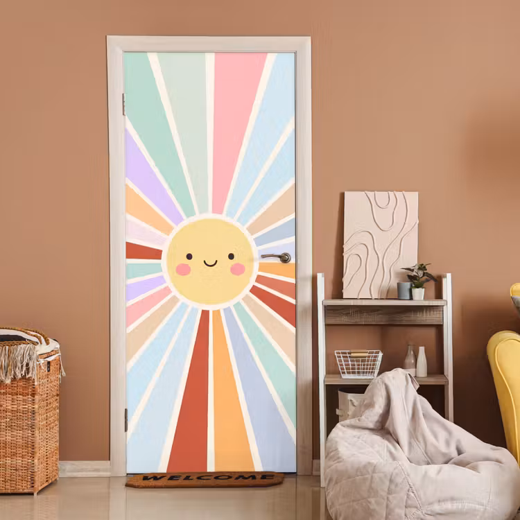Door sticker - Sun - Rays - Cheerful - Colorful - Abstract — 2