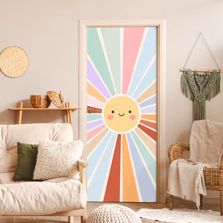 Door sticker - Sun - Rays - Cheerful - Colorful - Abstract — 3