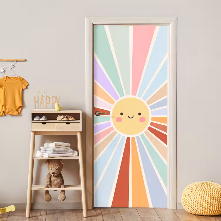 Door sticker - Sun - Rays - Cheerful - Colorful - Abstract — 5