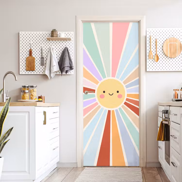 Door sticker - Sun - Rays - Cheerful - Colorful - Abstract — 6