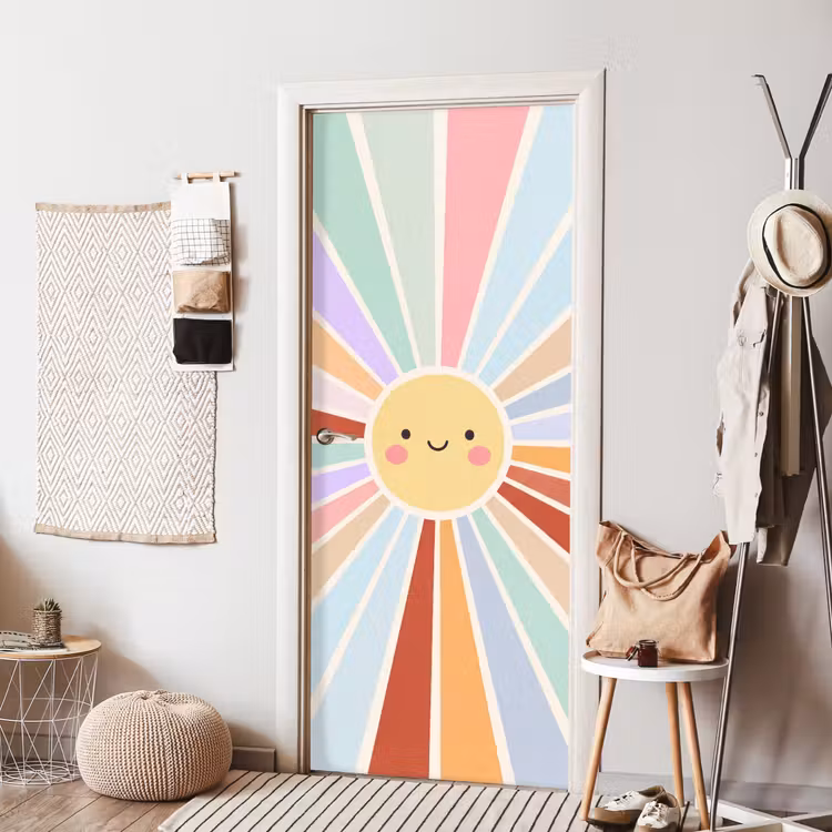 Door sticker - Sun - Rays - Cheerful - Colorful - Abstract — 7