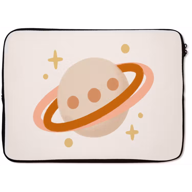 Laptop Sleeve - Planet - Rings - Space - Illustration - Beige — 1