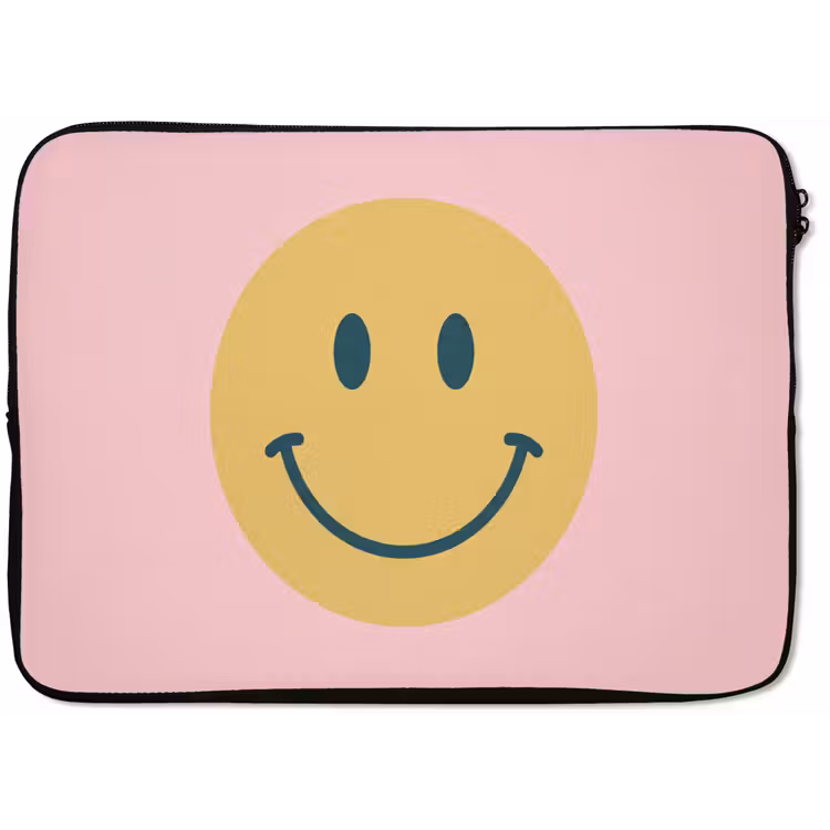 Laptop Sleeve - Smiley - Yellow - Pink - Symbol - Minimalist — 1