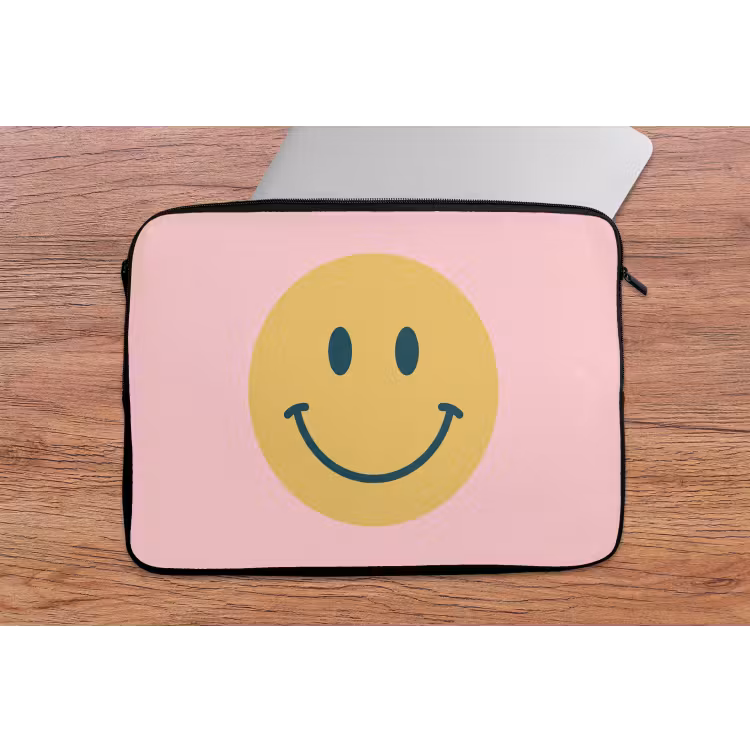 Laptop Sleeve - Smiley - Yellow - Pink - Symbol - Minimalist — 2