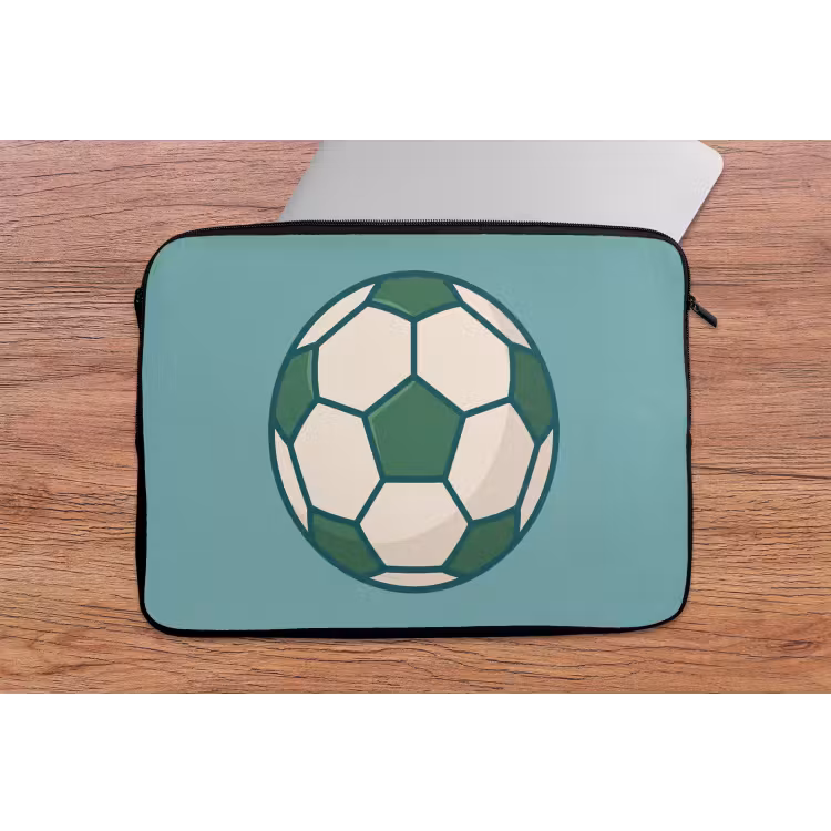 Laptop Sleeve - Soccer - Geometric - Sports - Illustration - Blue-green — 2
